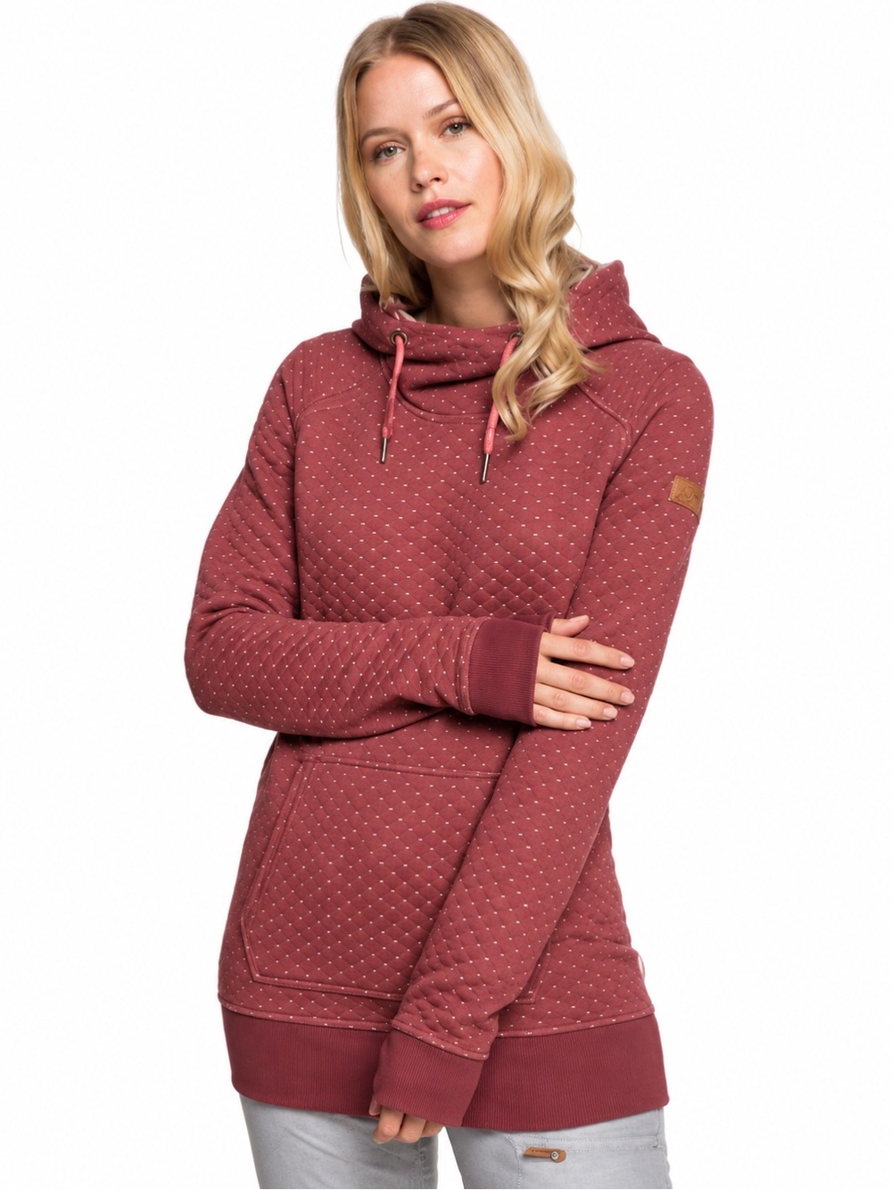 Roxy Dipsy Quilted Technical Hoodie Oxblood Red Size Small